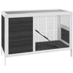 vidaXL Konijnenhok 103x44x69,5 cm massief grenenhout grijs