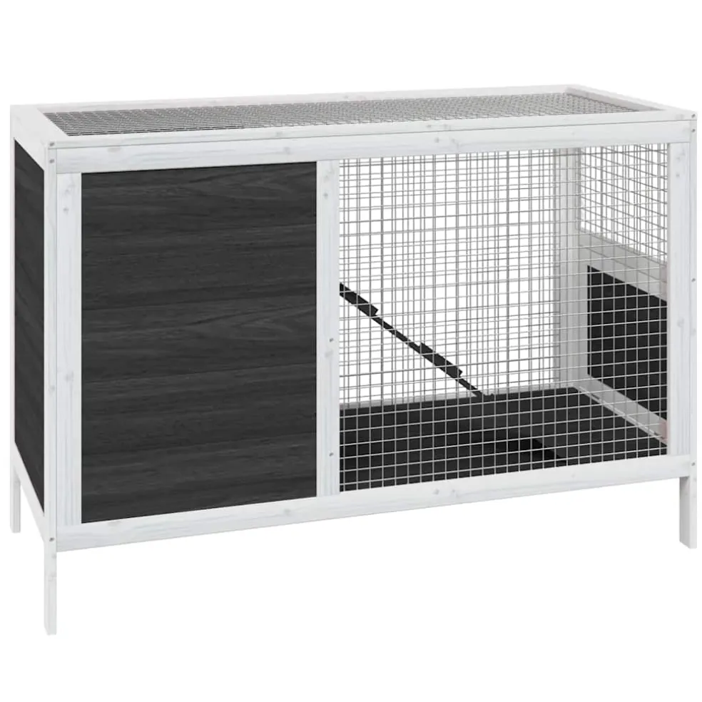 vidaXL Konijnenhok 103x44x69,5 cm massief grenenhout grijs