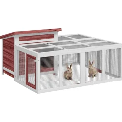 vidaXL Konijnenhok 144x123x67,5 cm massief grenenhout mokkakleurig