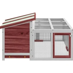 vidaXL Konijnenhok 144x123x67,5 cm massief grenenhout mokkakleurig