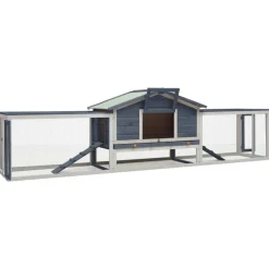 vidaXL Konijnenhok 310x70x87 cm massief grenen- en vurenhout grijs