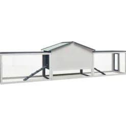 vidaXL Konijnenhok 310x70x87 cm massief grenen- en vurenhout grijs
