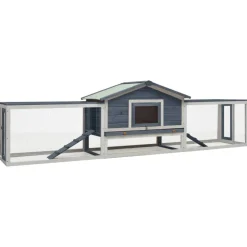 vidaXL Konijnenhok 310x70x87 cm massief grenen- en vurenhout grijs