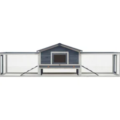 vidaXL Konijnenhok 310x70x87 cm massief grenen- en vurenhout grijs