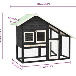 vidaXL Konijnenhok 140x63x120 cm massief vurenhout grijs en wit