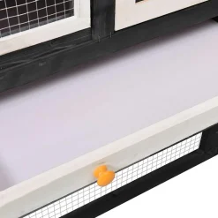 vidaXL Konijnenhok 140x63x120 cm massief vurenhout grijs en wit