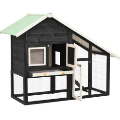 vidaXL Konijnenhok 140x63x120 cm massief vurenhout grijs en wit