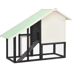 vidaXL Konijnenhok 140x63x120 cm massief vurenhout grijs en wit
