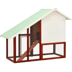 vidaXL Konijnenhok 140x63x120 cm massief vurenhout rood en wit
