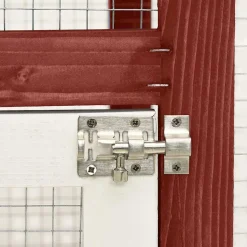 vidaXL Konijnenhok 140x63x120 cm massief vurenhout rood en wit
