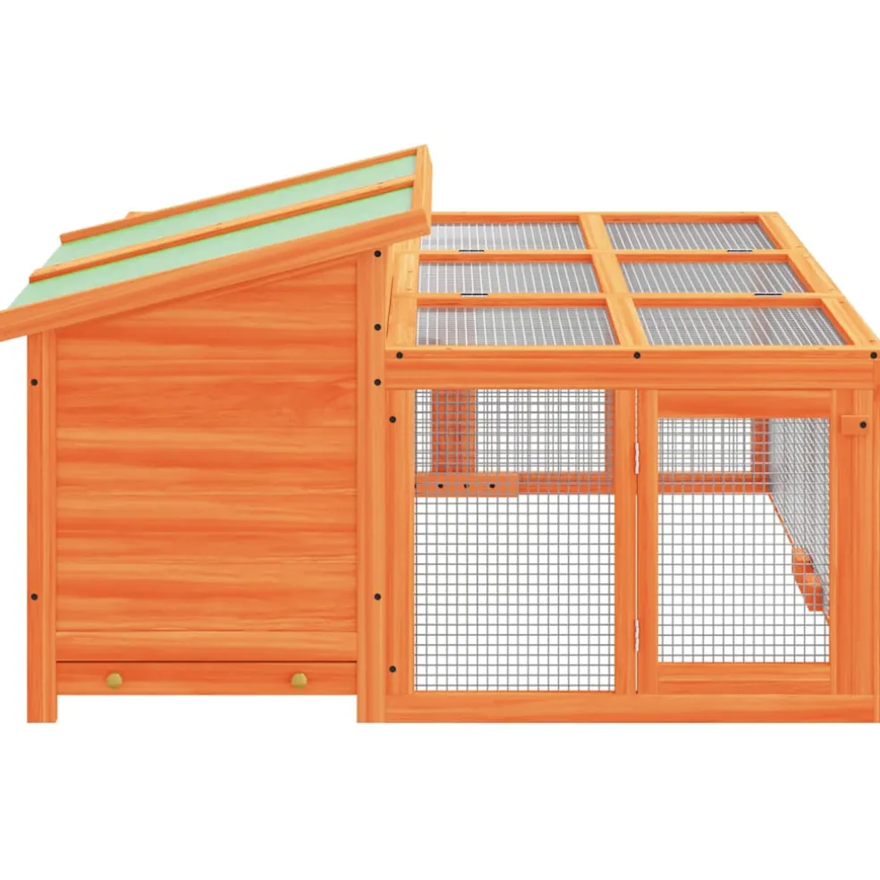 vidaXL Konijnenhok 144x123x67,5 cm massief grenenhout bruin