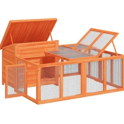 vidaXL Konijnenhok 144x123x67,5 cm massief grenenhout bruin