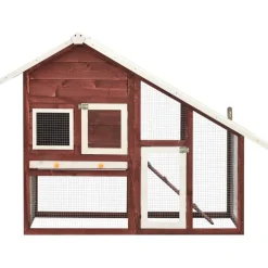 vidaXL Konijnenhok 140x63x120 cm massief vurenhout mokka en wit