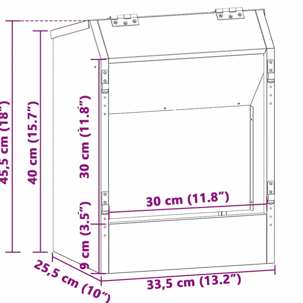 vidaXL Konijnenvoer Zwart 33,5 x 25,5 x 45,5 cm 3 kg Koudgewalst Staal