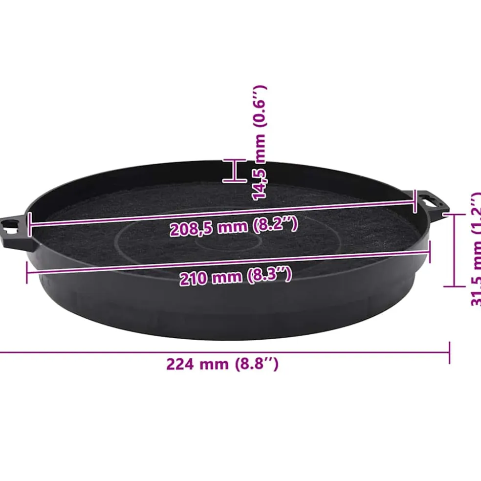 vidaXL Koolstoffilters voor afzuigkap 2 st 210 mm