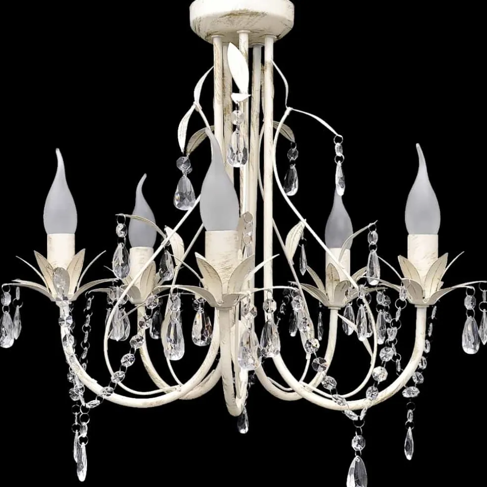 vidaXL Kristallen kroonluchter met wit elegant design (5 lampen)