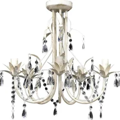 vidaXL Kristallen kroonluchter met wit elegant design (5 lampen)