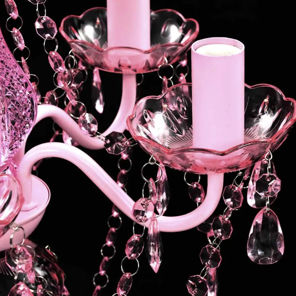 vidaXL Kristallen licht met 5 gloeilampen rosa
