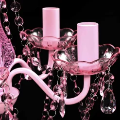 vidaXL Kristallen licht met 5 gloeilampen rosa