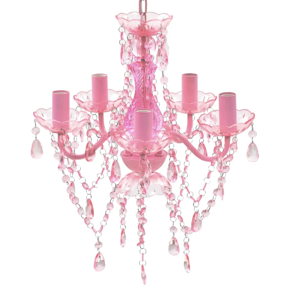 vidaXL Kristallen licht met 5 gloeilampen rosa