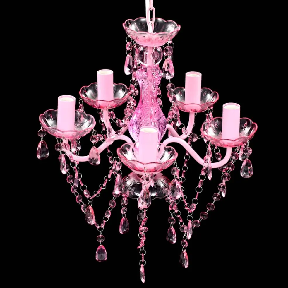 vidaXL Kristallen licht met 5 gloeilampen rosa