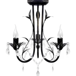 vidaXL Kroonluchter art nouveau metaal kristallen 3 lampen zwart