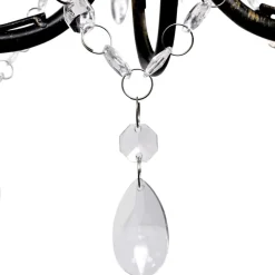 vidaXL Kroonluchter art nouveau metaal kristallen 3 lampen zwart