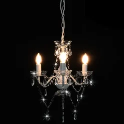 vidaXL Kroonluchter met kralen rond 3xE14 wit