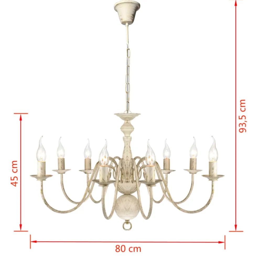 vidaXL Kroonluchter wit metaal 8 x E14 lampen