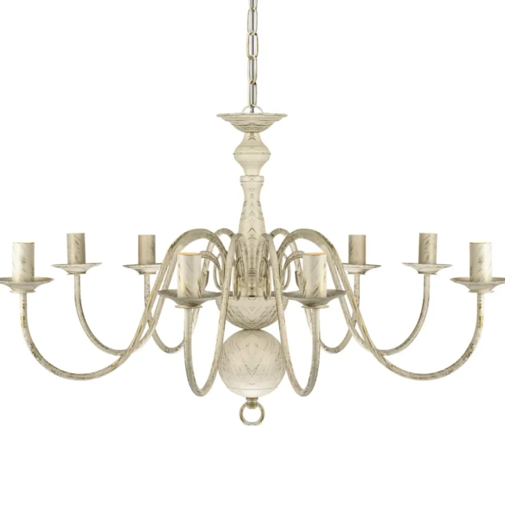 vidaXL Kroonluchter wit metaal 8 x E14 lampen