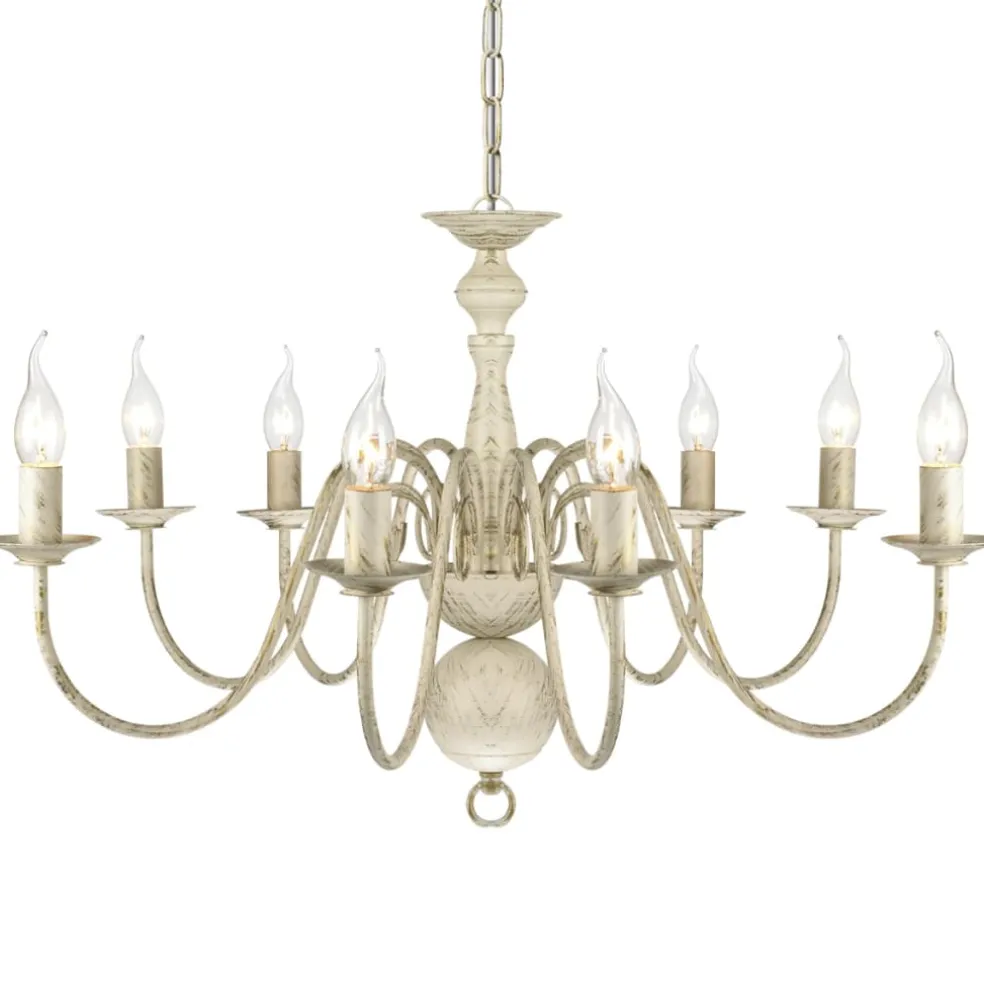 vidaXL Kroonluchter wit metaal 8 x E14 lampen
