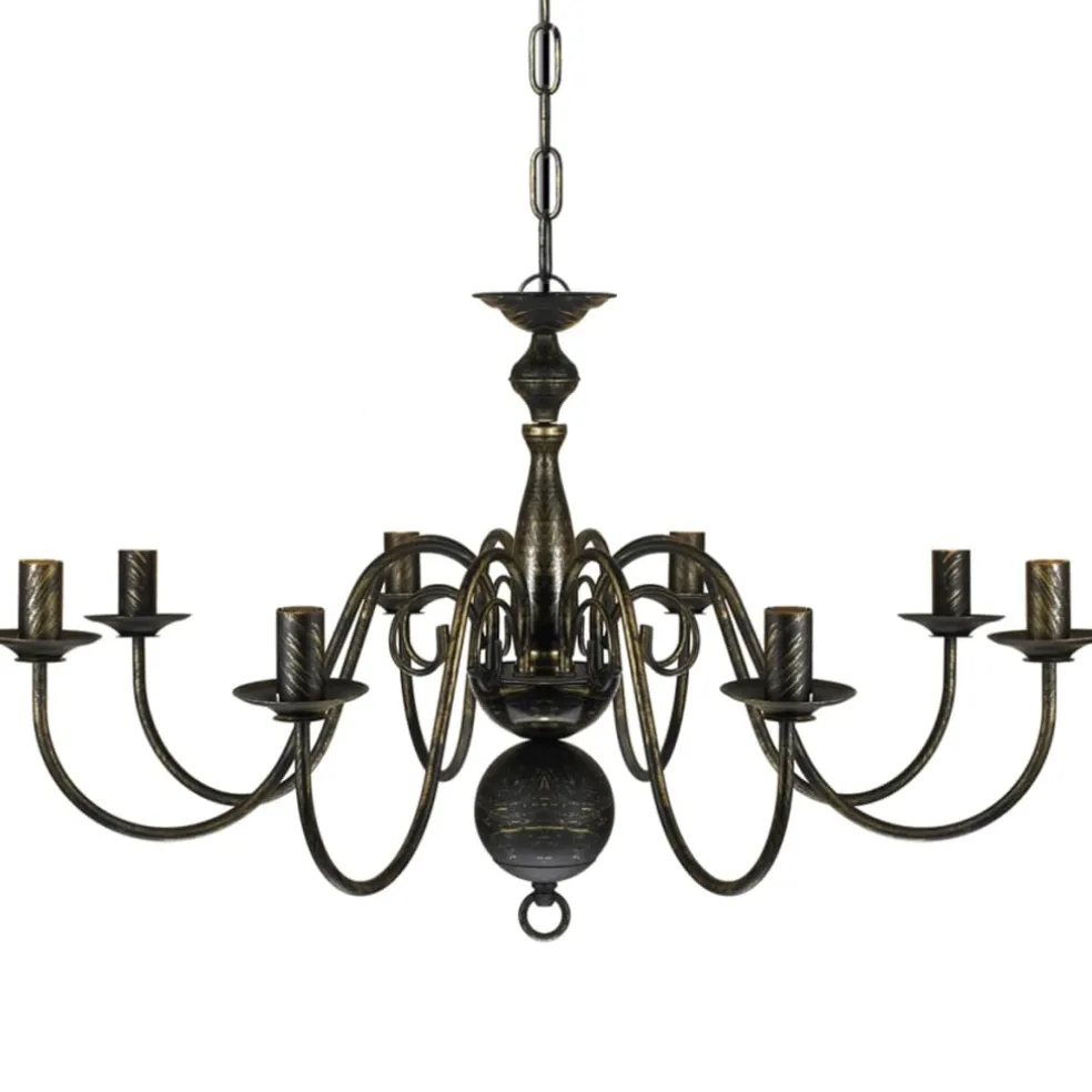 vidaXL Kroonluchter zwart metaal 8 x E14 lampen