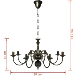 vidaXL Kroonluchter zwart metaal 8 x E14 lampen
