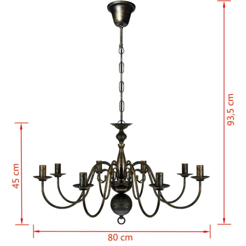 vidaXL Kroonluchter zwart metaal 8 x E14 lampen
