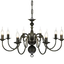 vidaXL Kroonluchter zwart metaal 8 x E14 lampen