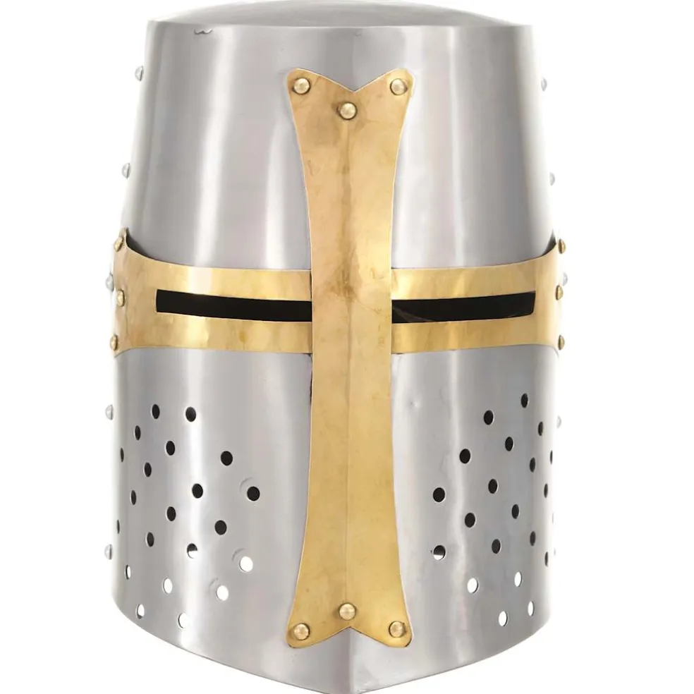 vidaXL Kruisvaardershelm middeleeuws replica LARP staal zilverkleurig