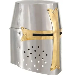 vidaXL Kruisvaardershelm middeleeuws replica LARP staal zilverkleurig
