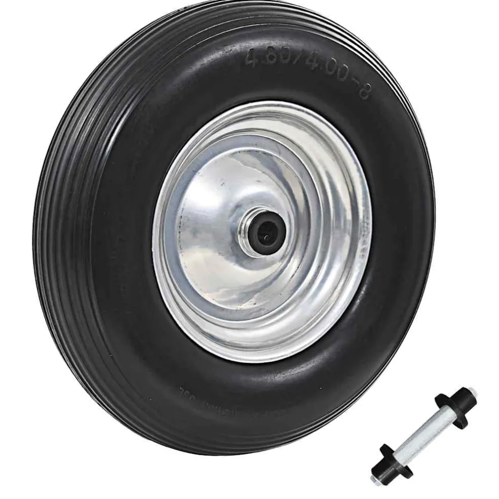 vidaXL Kruiwagenwiel met as 4,00-8 390 mm massief PU