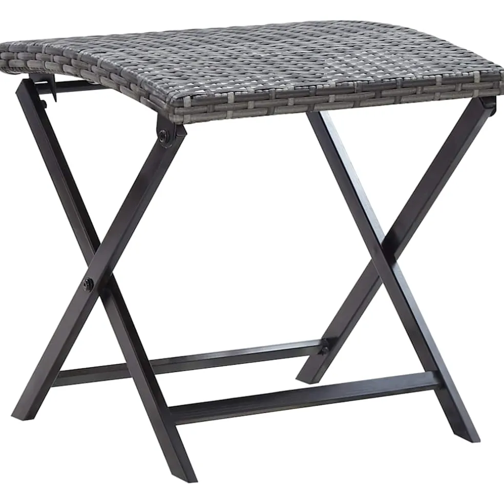 vidaXL Kruk inklapbaar poly rattan grijs