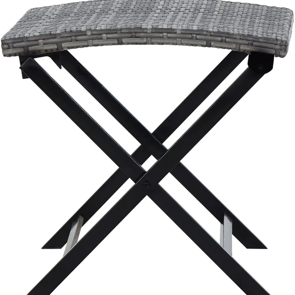 vidaXL Kruk inklapbaar poly rattan grijs