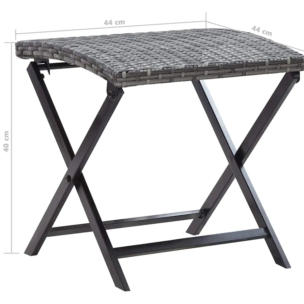 vidaXL Kruk inklapbaar poly rattan grijs