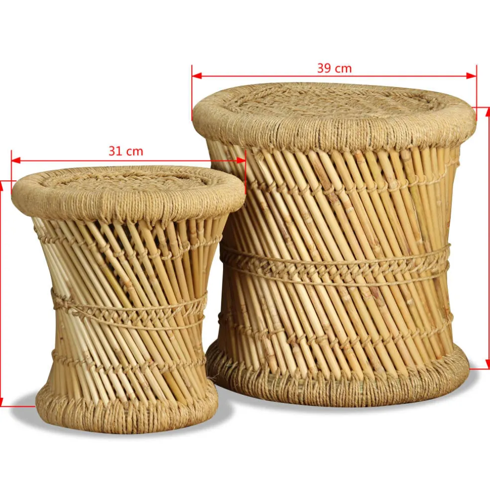 vidaXL Krukken 2 st bamboe en jute