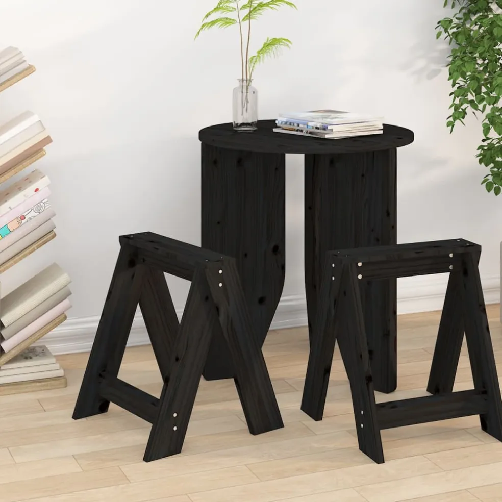 vidaXL Krukken 2 st 40x40x45 cm massief grenenhout zwart