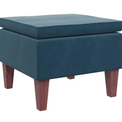 vidaXL Kruk met houten poten fluweel blauw