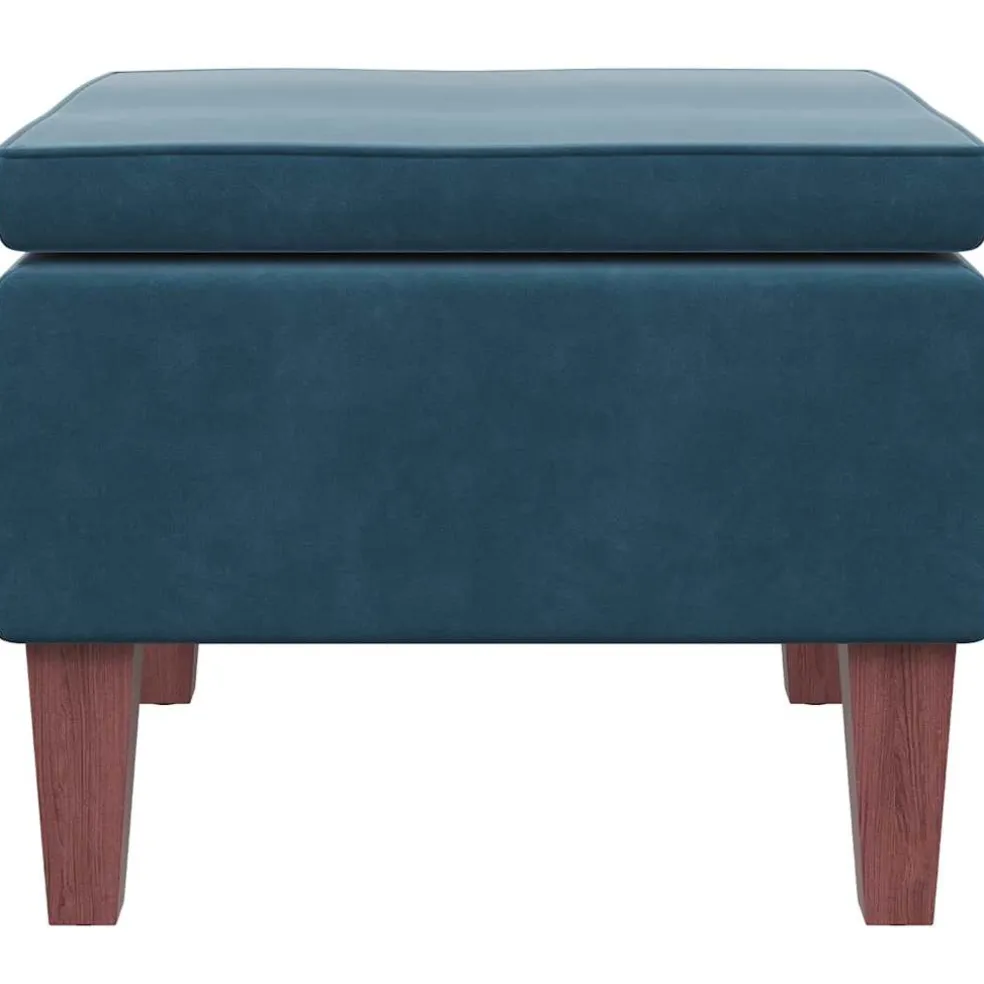 vidaXL Kruk met houten poten fluweel blauw