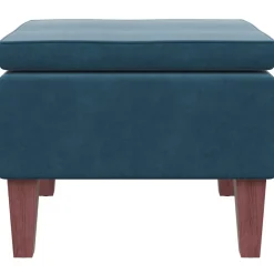 vidaXL Kruk met houten poten fluweel blauw