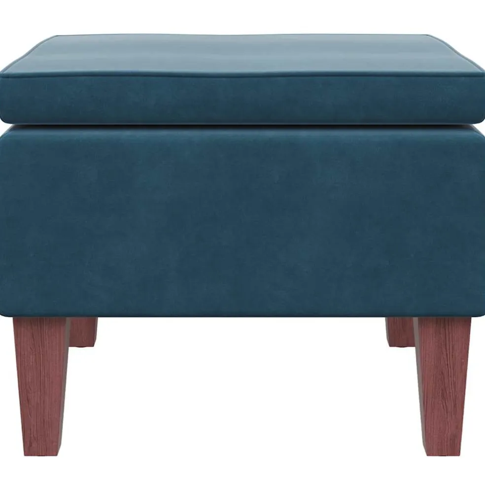 vidaXL Kruk met houten poten fluweel blauw