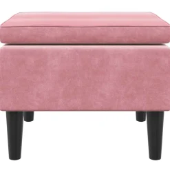 vidaXL Kruk met houten poten fluweel roze