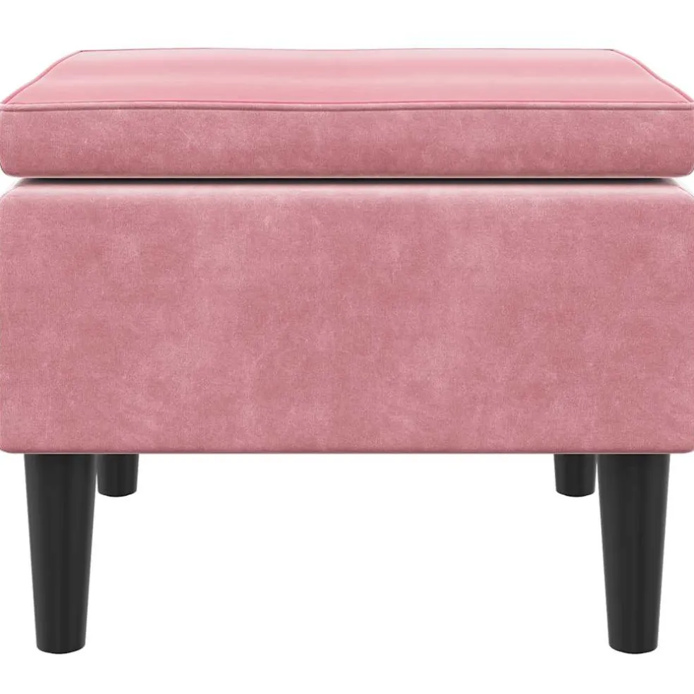 vidaXL Kruk met houten poten fluweel roze
