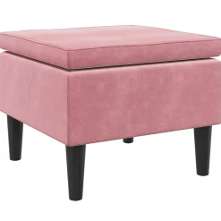 vidaXL Kruk met houten poten fluweel roze